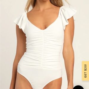 Lulus White flutter sleeve bodysuit